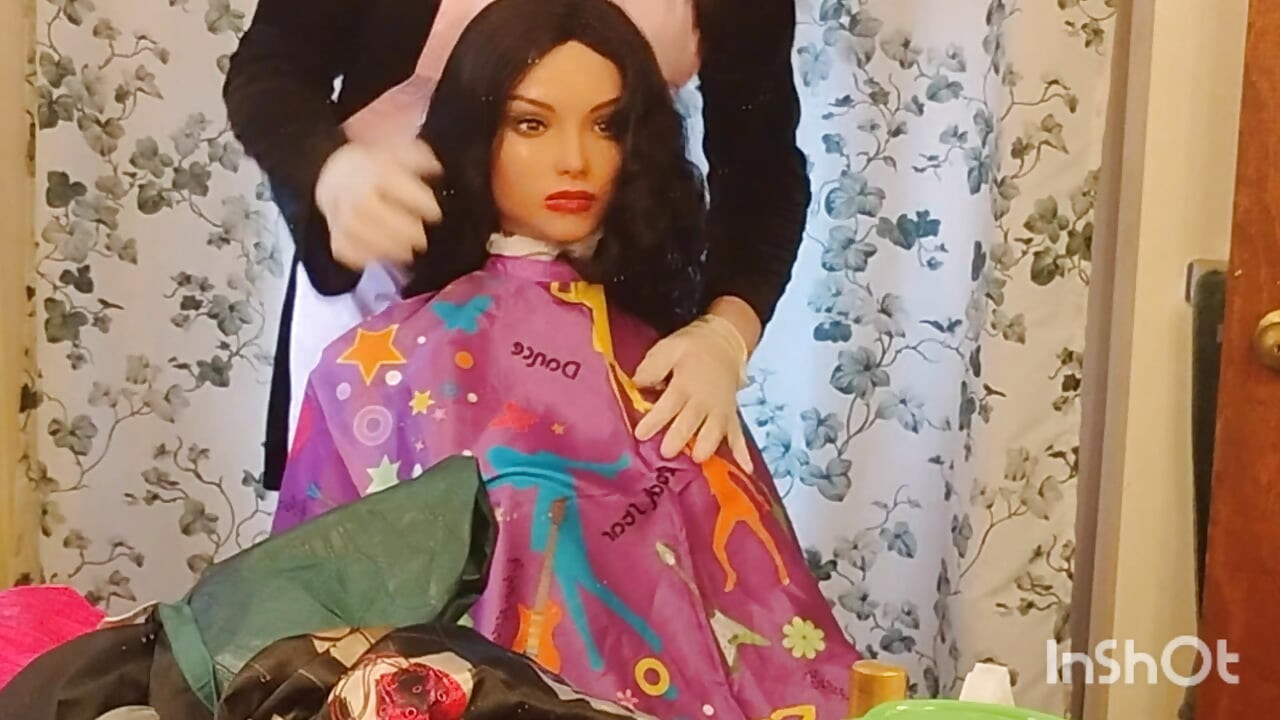 Emma the barberette colorful cape modeling season