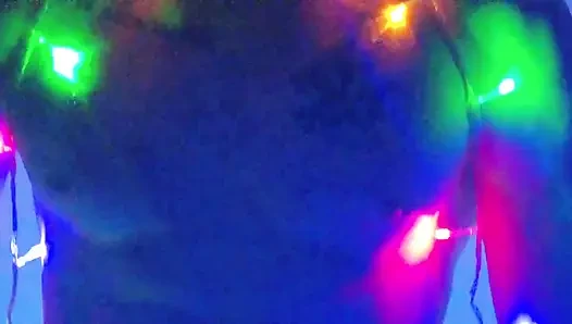 Jerking off in Christmas Lights