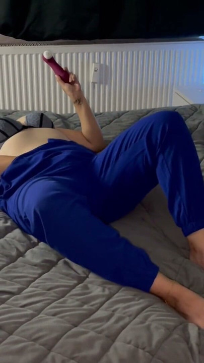 Masturbating on the bed in a bra. Multiple orgasms trembling twitching moaning vibrator satisfyer foreplay before incredible sex with Clyde | Clip 2