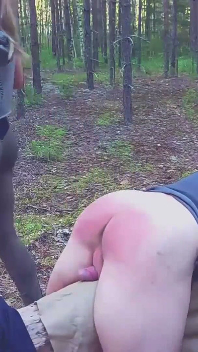 Spanking husband in the forest | Clip 2