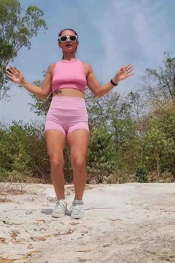 Workout Squats and Jumping in Park