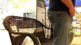 Stroking cock in the store