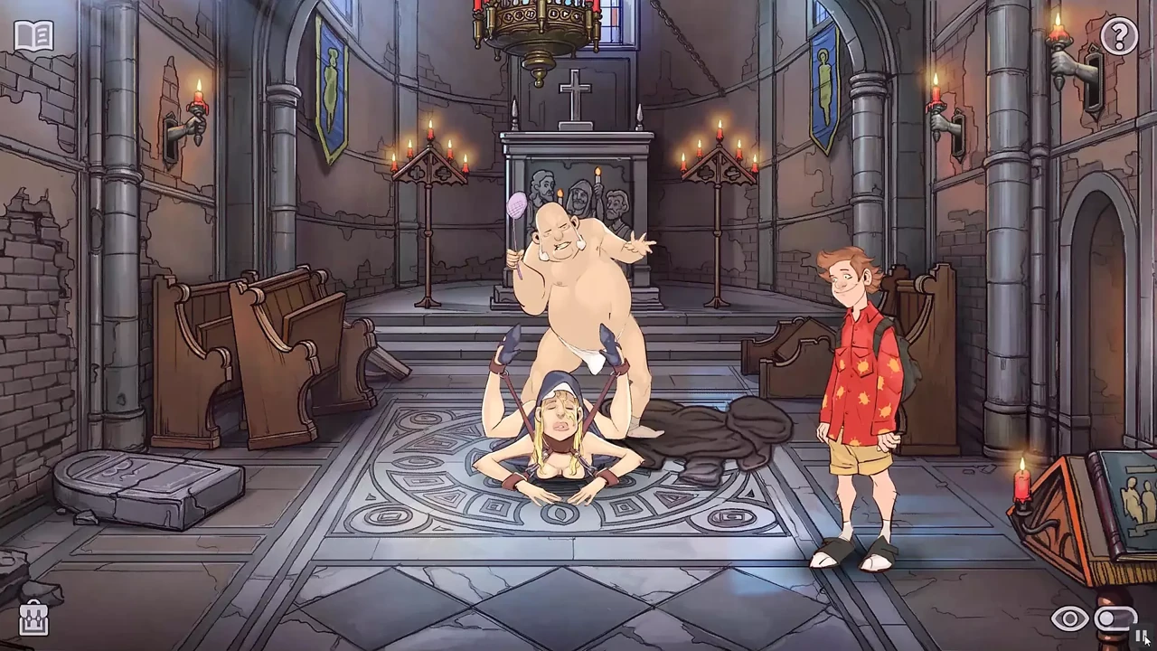 Jerry the Wanker Hentai game  Ep.2 Naughty priest is SPANKING the DEMON out of that sexy NUN !
