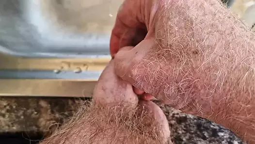 Desperate for a pee. First load stored inside my foreskin