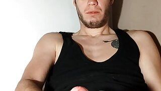 Licked my precum and made a big cumshot mess