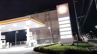 Horny Filipina Fucks at the (Shell)Gasoline Station and eats CUM