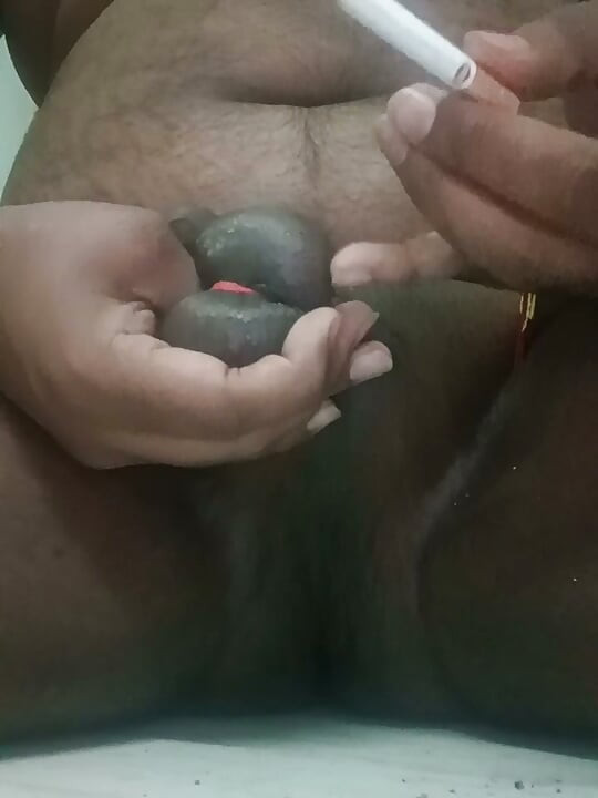 My balls as an ash tray