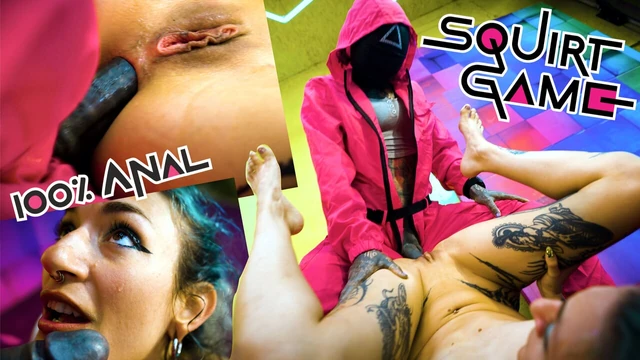 Squirt Games: 100% ANAL for skinny tattoo babe - balls deep, ATM, facial, swallow