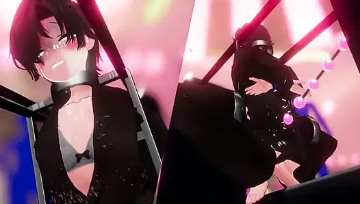 Lesbian Battle BDSM Hentai Game Ep.2 Lesbian Tomboy Defeated Had to Squirt Non Stop on a Bondage Device!