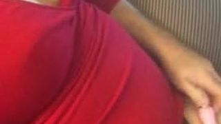 Red dress and vibrator