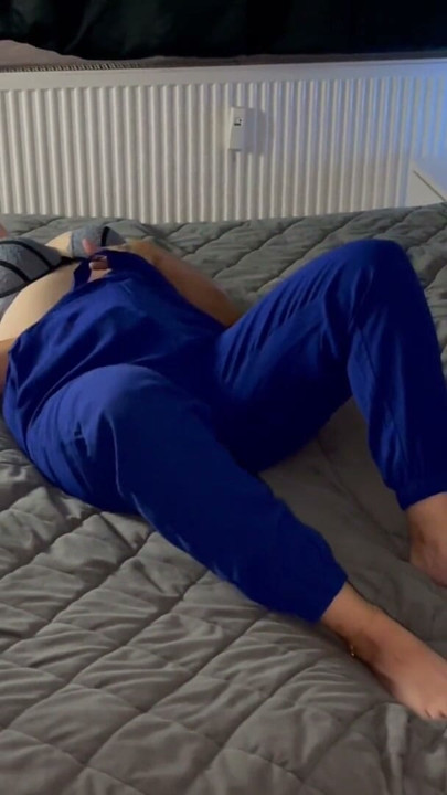 Masturbating on the bed in a bra. Multiple orgasms trembling twitching moaning vibrator satisfyer foreplay before incredible sex with Clyde | Clip 2