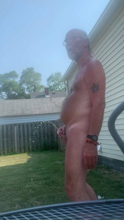 Peeing naked outside