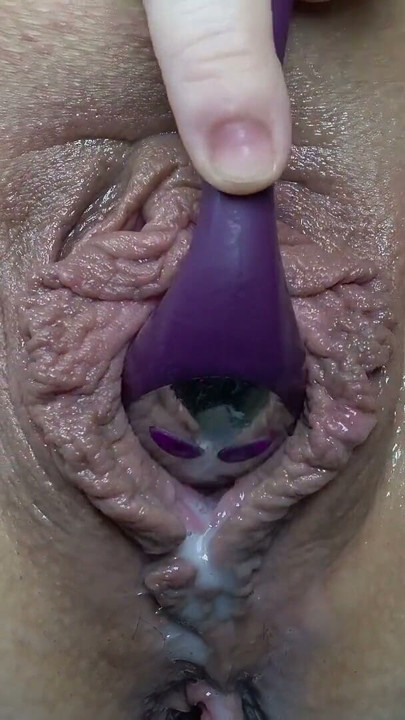 MILF Big Labia Fat Shaved Pussy Masturbation - Double Orgasm | Clip 1