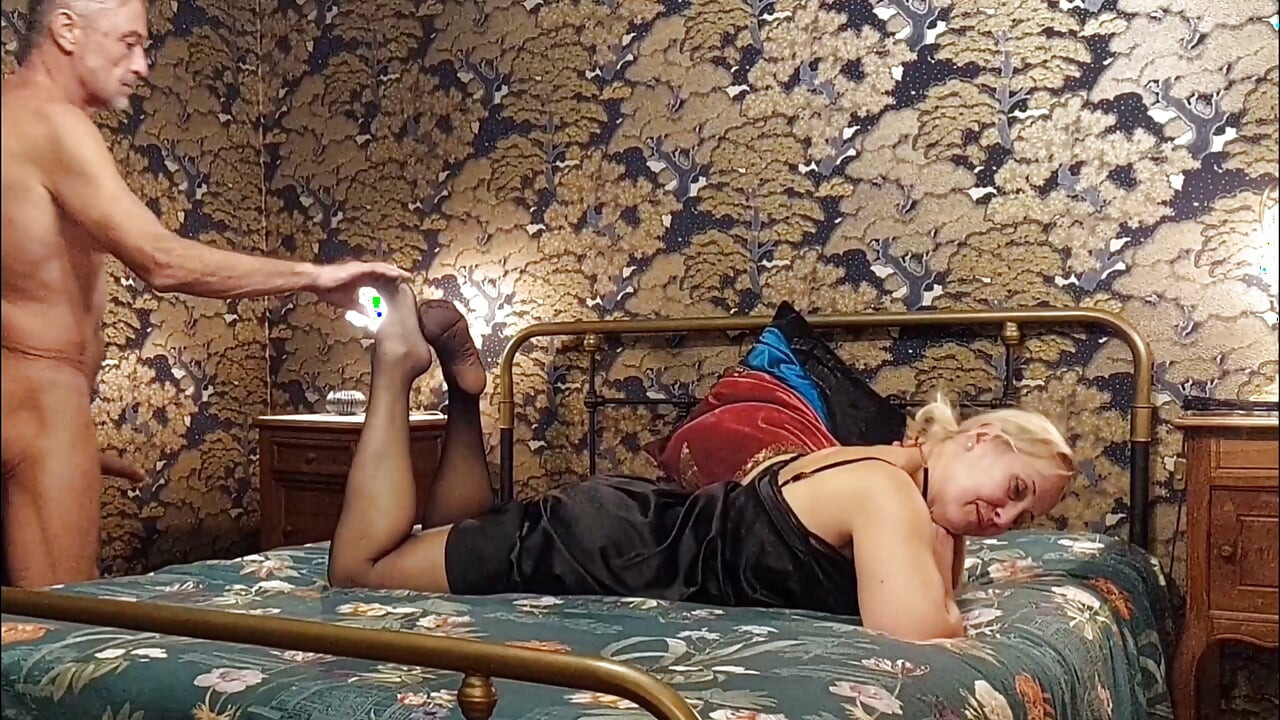 Blonde Mature Wife Enjoys Sex in Stockings