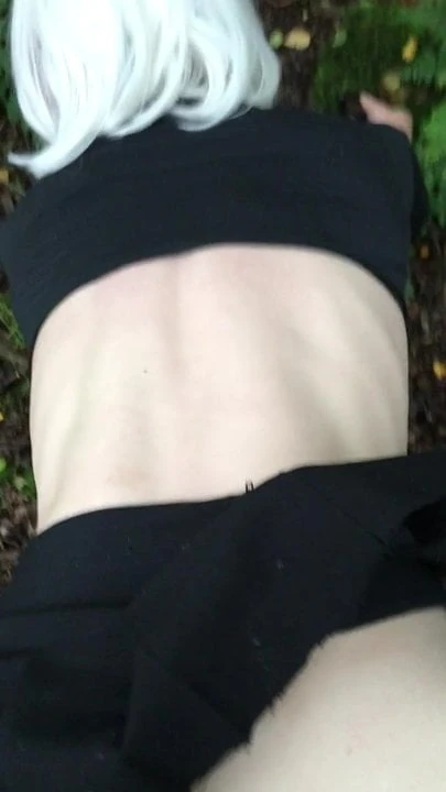 Tgirl slut in the woods