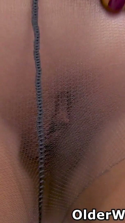Spanish milf Montse Swinger strips off her dress and gives her pantyhosed pussy a dildo treat | Clip 1