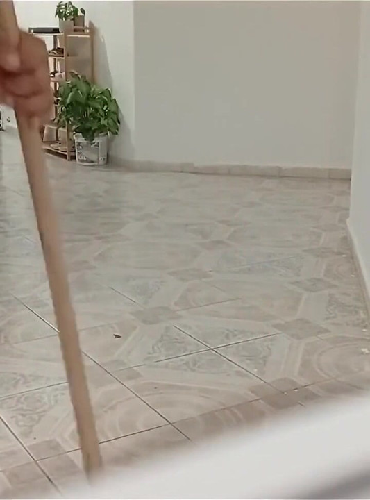 Chubby Neighbor Cleaning Her New Apartment