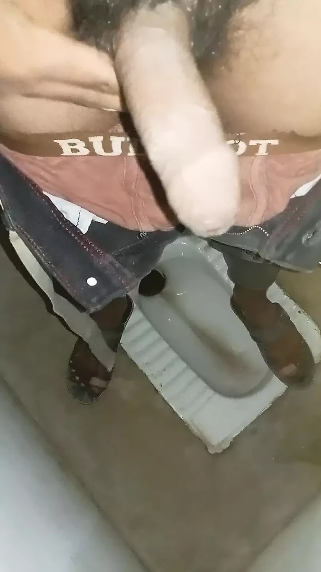 The boy went to the bathroom and masturbation