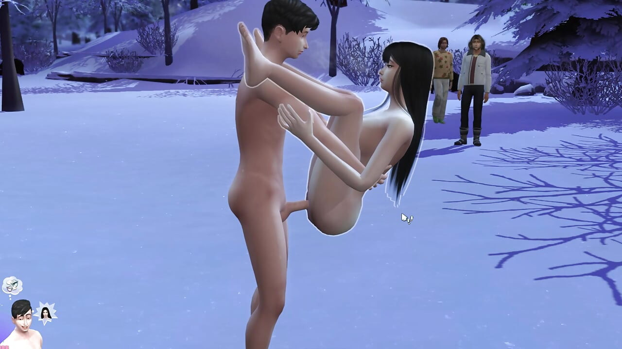 Public Sex on winter season snowing