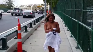 Girl gets fully naked on a busy street!!!