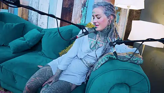 I talk about F - Fear - ASMR podcast SFW talking goth skinny girl dreadlocks tattoo model inked girl