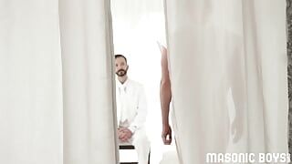 MasonicBoys Three hot DILFs in suits ritually fuck Sage Roux