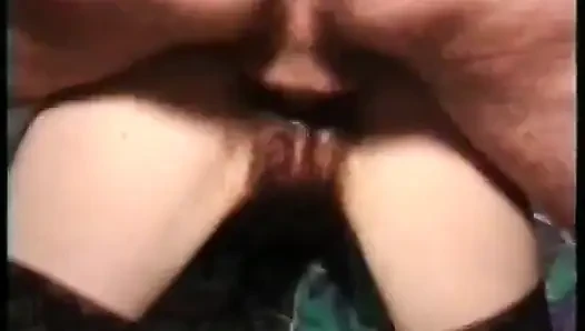 Hairy hottie getting fucked in her holes