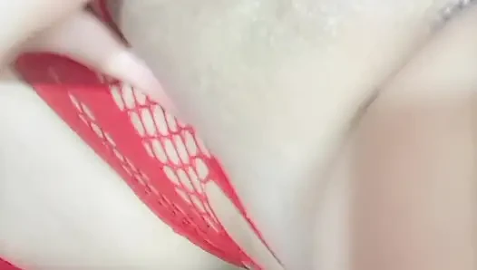 The stepsister's virgin pussy, I tease her with my huge cock and my tip