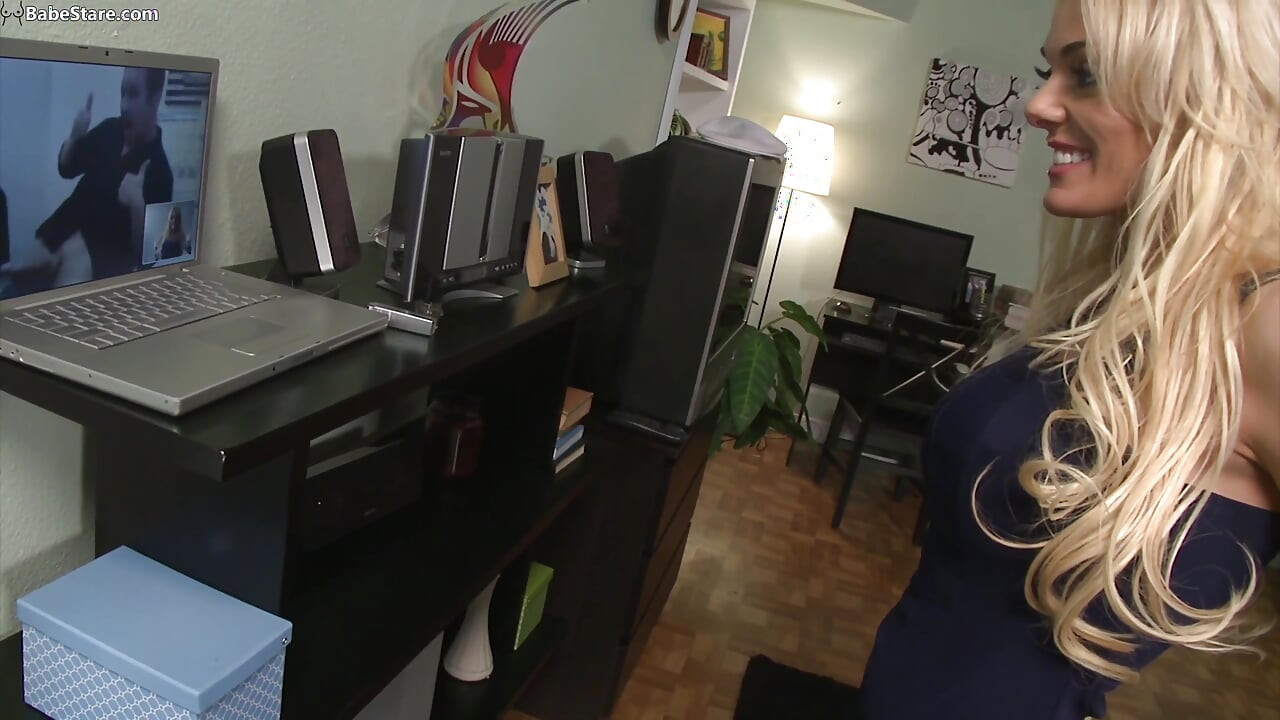 Horny blonde gets turned on and masturbates