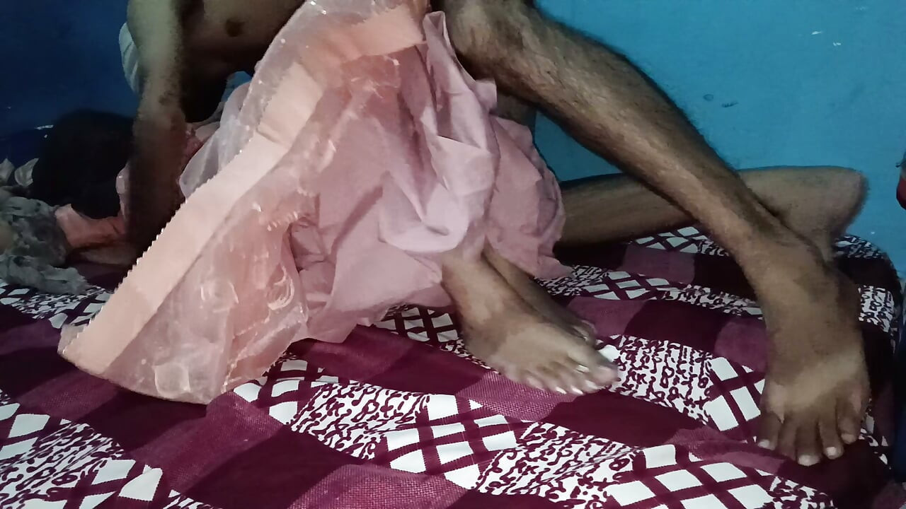 Picking up the saree and hitting the sister-in-law's pussy
