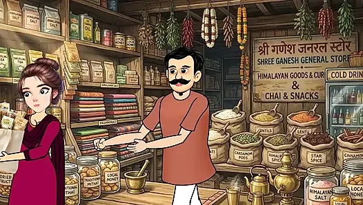 Cartoon video of Swati and shopkeeper Ramu's funny sex. Big cock fucking.