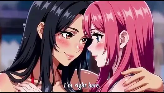 Мачеха и сводная сестра принимают горячую ванну и давит на сиськи