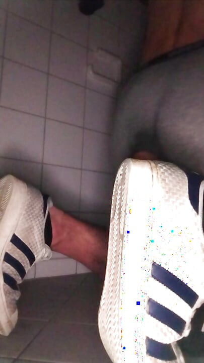 Public Toilet, Two Dildos Horny Ridden