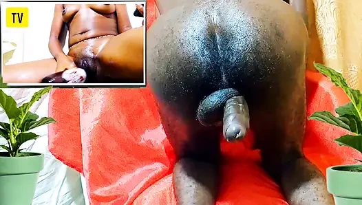 Experiencing new masturbation style while watching porn on tv. My hot cock felt it till I got CUM, wet and hot pussy!