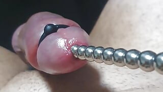 Big white cock pumped and rod inserted until he cums