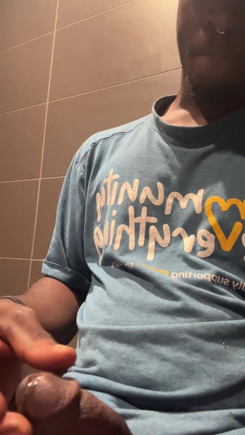 Epic moment from "At Work In The Bathroom Again Jerking Off To The Point Where I Pre Cum enough To Eat My Pre Cum"