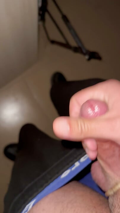 I do my handjob in the basement of the block with cock ring