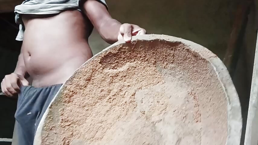 Sweaty Labour Boy Playing With Cock Hair