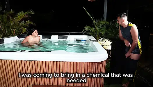 I End up Fucking the Technician Who Has a Hard Cock After Seeing Beautiful Latina Masturbating in the Jacuzzi