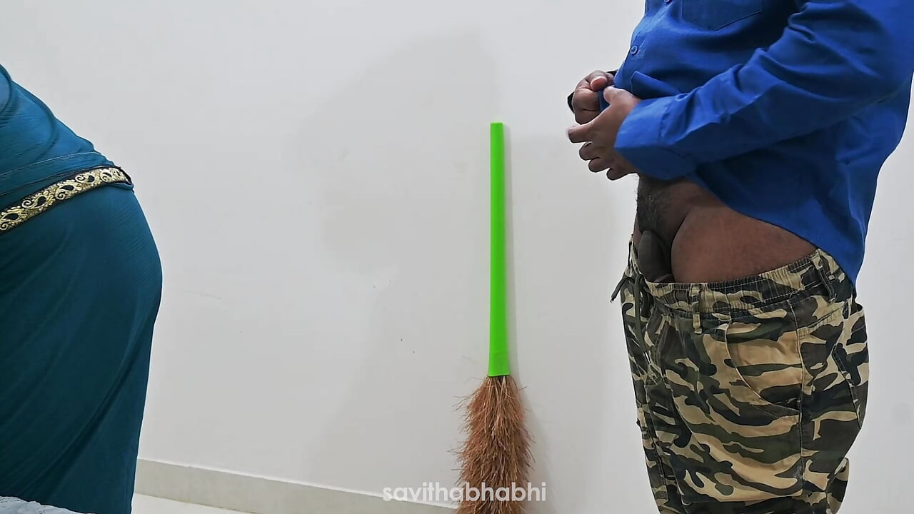 Jerking infront of maid and getting special handjob