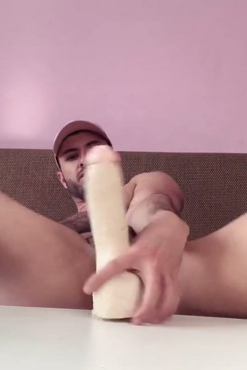 Camran Mac: Muscle Ass Rides 12 Inch Dildo Balls Deep Doing Gape Hole