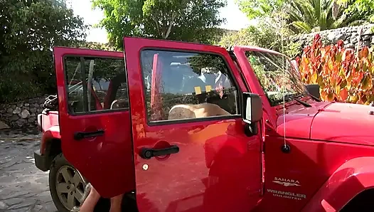 Naked Babes Sucking Cock and Washing Jeep Outdoors