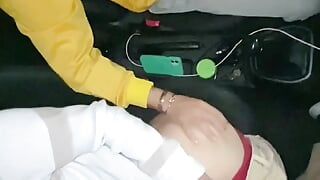 Cruising I found a cute young student on the road I offered him a ride and fucked him in my car in public anal creampie
