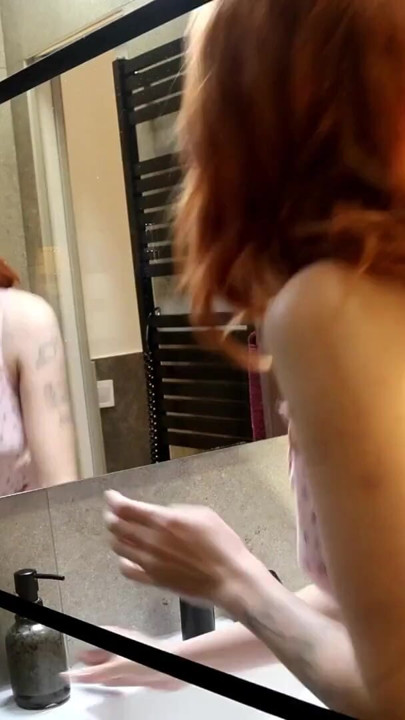Sexy and Horny Super Hot College Girl in Her Pink Mini Skirt flashes Panties and gets Bored and Ignored in the Bathroom | Clip 1