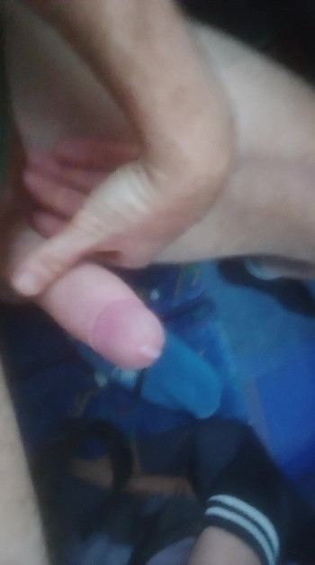 Wanking on the bus again. Cum on blue puma sock.