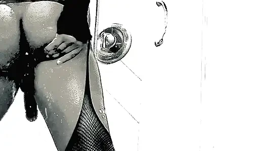 Sexy ass black sissy soapy show solo with cum shot