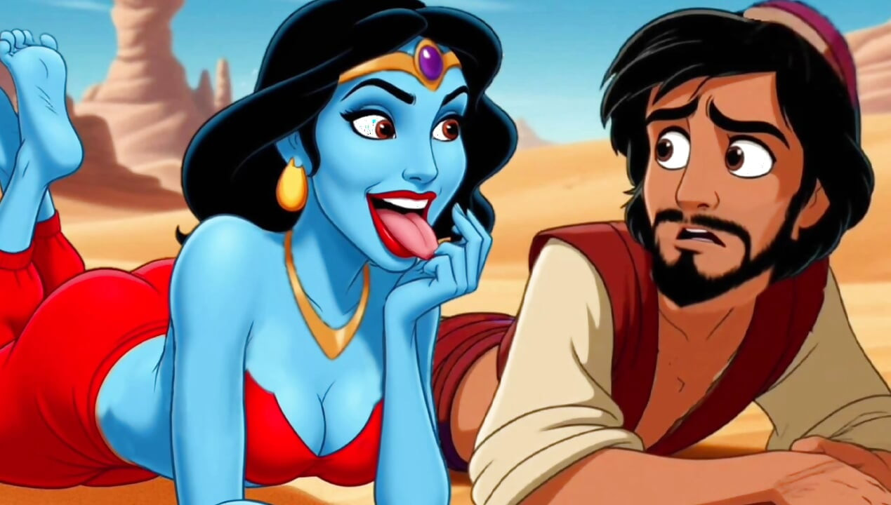 Aladdin Porno: Încornorat Aladdin Găsește o lampă magică și face o dorință murdară. Povești cu desene animate