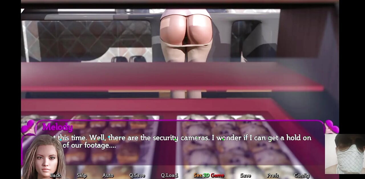 Blonde girl shows me her ass while working in the shop!