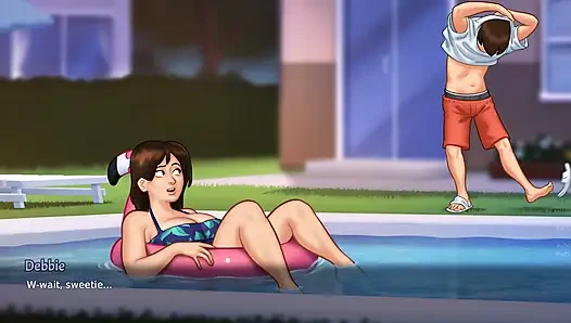 SummerTime Saga - сексуальную грудастую милфу в купальнике трахают в бассейне