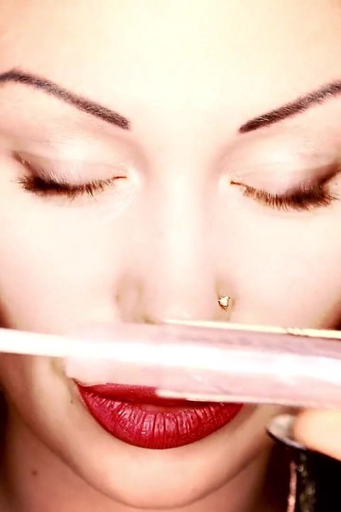 Hookah smoking  & glossy lipstick fetish & smelling & teasing & kissing